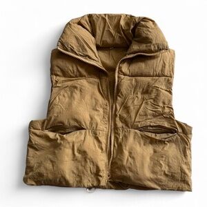 Like New Tan Cropped Puffer Vest - Medium